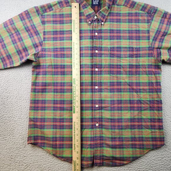GAP Button Shirt Men's Extra Large Cabincore Cotton Green Red Blue Plaid Preppy - Picture 4 of 9